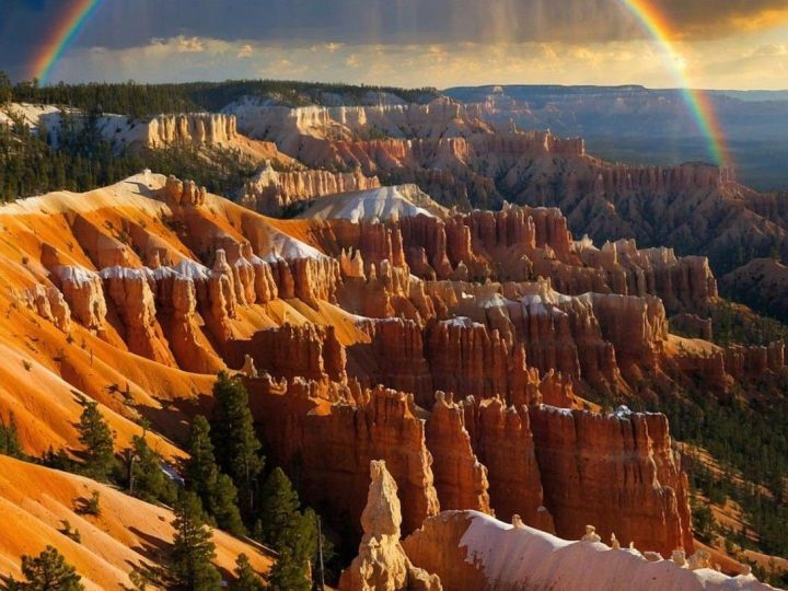 A Stunning Rainbow Arches Over Bryce Canyon, Utah